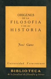 Cubierta para Orígenes de la filosofía y de su historia