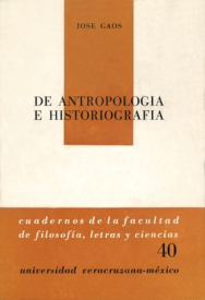 Cubierta para De antropología e historiografía